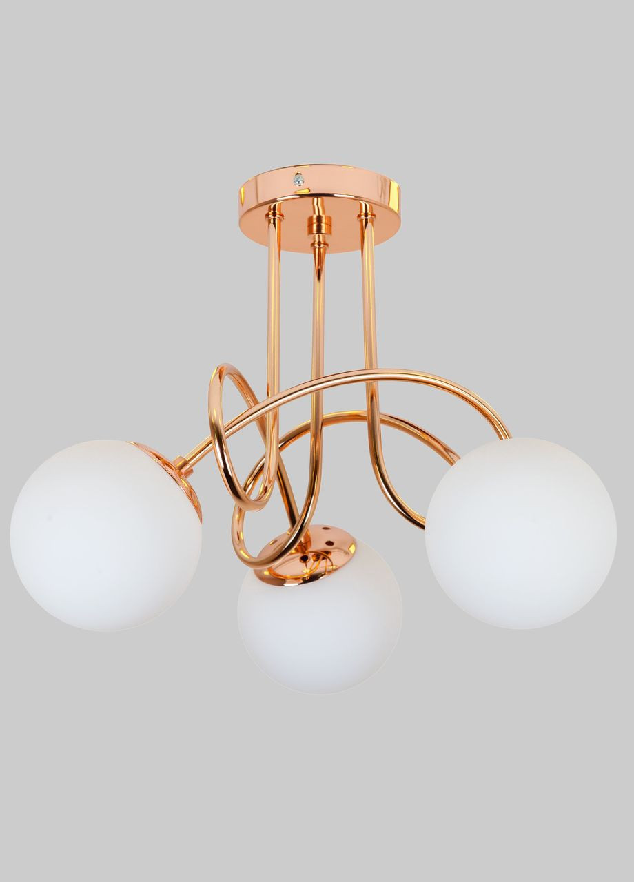 Потолочная золотая люстра с 3 белыми плафонами-шарами "Triple Glow" (52-9903-3 GOLD+WH) No Brand (370070268)