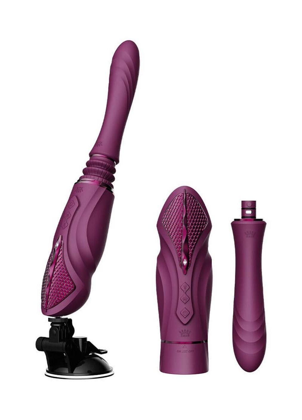 Компактная смарт секс-машина – Sesh Velvet Purple, 2 насадки, пульт ДУ, кристалл Swarovski Zalo (369952980)