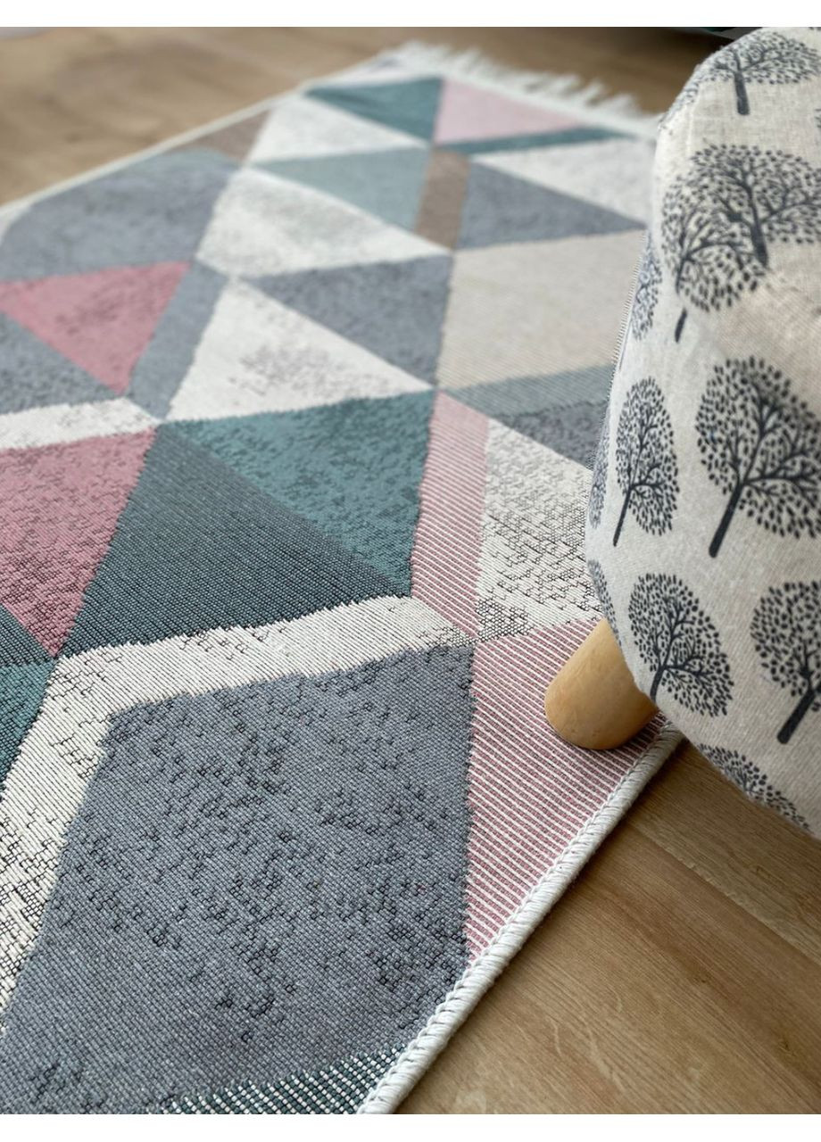 Бавовняний двосторонній килим. Туреччина.Shana Arty-10 (рожевий, зелений)160Х230 см. No Brand (366293920)