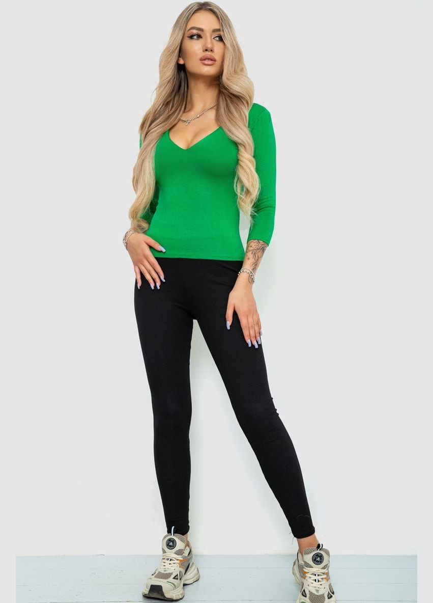 Зеленая демисезон футболка женская с удлиненным рукавом, цвет джинс, Ager