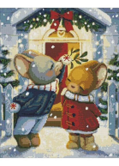 Алмазная мозаика - Под омелой с голограммными стразами (AB) ©tanya_bonya 40х50 см IDEYKA (370795771)