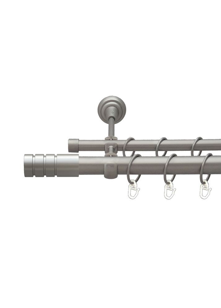 Карниз Модуло металлический двухрядный открытый гладкая труба Сатин 25\16 мм 300 см (00-00026088) ORVIT (300847302)