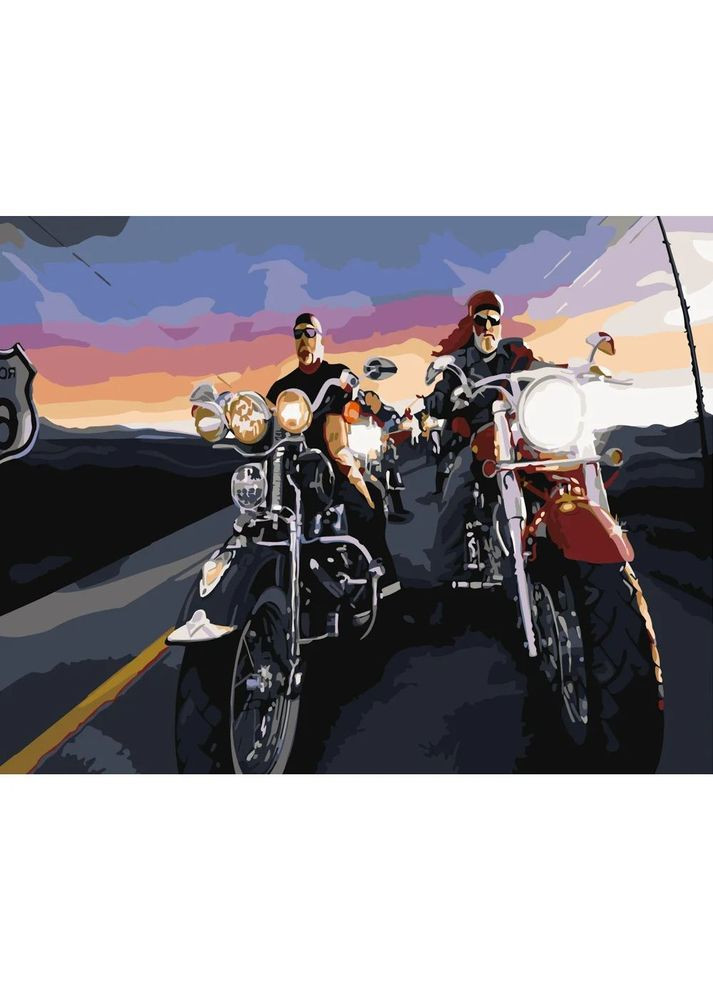 Картина-розмальовка за номерами Strateg Брутальні байкери 40x50 (GS395) Стратег (365543762)