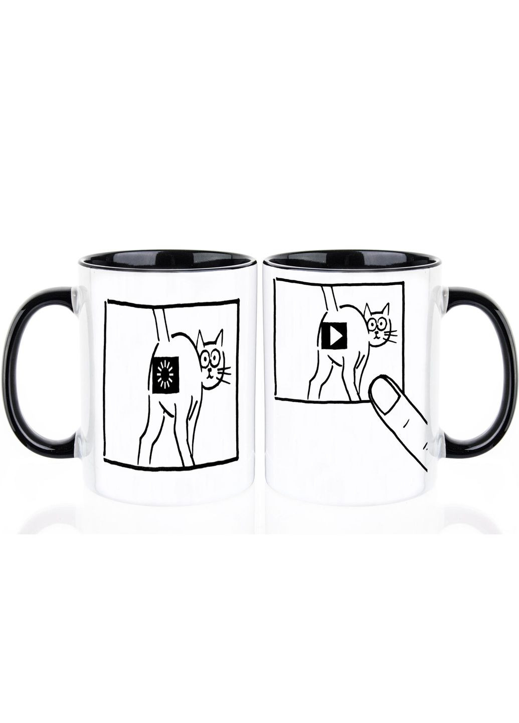 Парні чашки, 330 мл, Котик та відео No Brand (301133889)