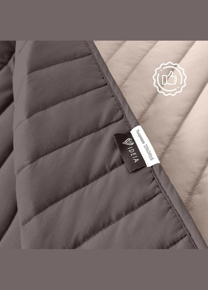 Покривало на ліжко 240х260 см Люкс двостороннє, міцна стібка тканини, антиалергенне волоконо шоколад беж IDEIA (334727025)