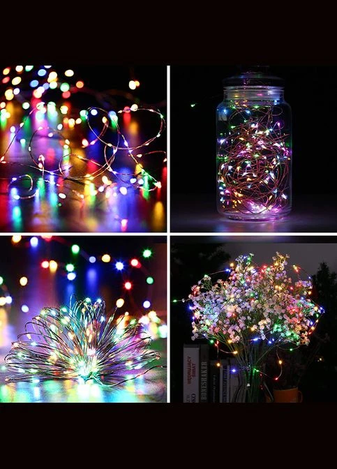 Світлодіодна гірлянда роса з мідним дротом, 5 м, 50 LED, на батарейках, різнобарвна, 1 режим No Brand (315719836)