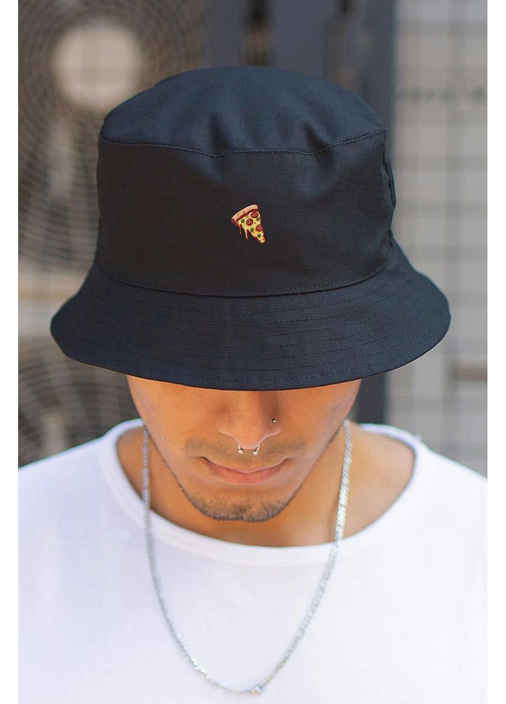 Мужская Панамка С Принтом Pizza Black Without (350619771)