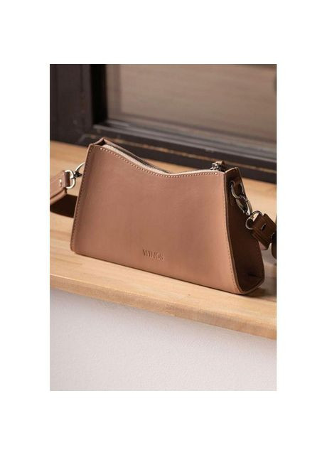 Сумка крос-боді через плече для телефону та документів жіноча з натуральної шкіри маленька Коричневий 37361 The Wings (353689881)