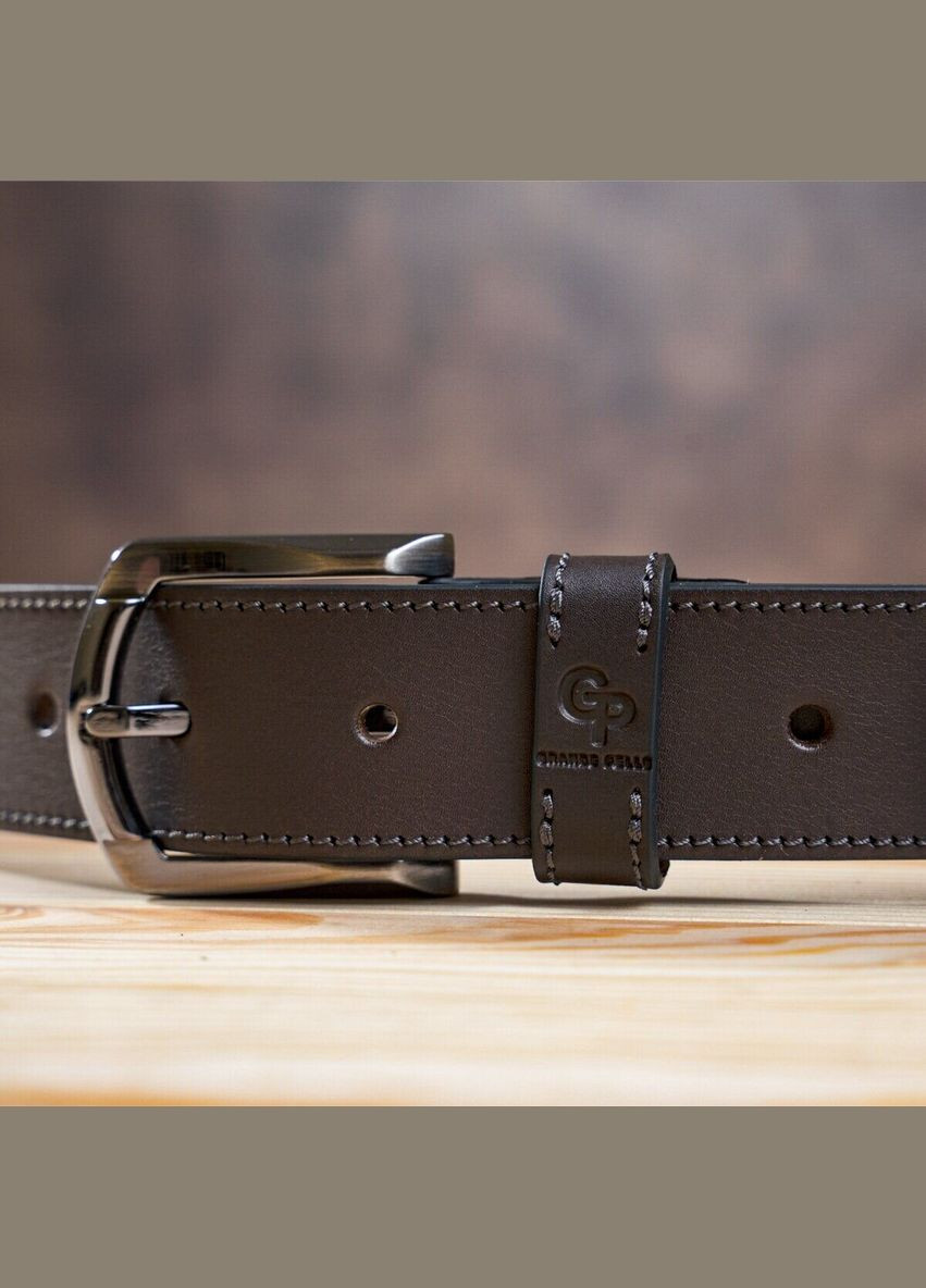 Ремень мужской 11158 джинсовый Коричневый Grande Pelle (337353305)
