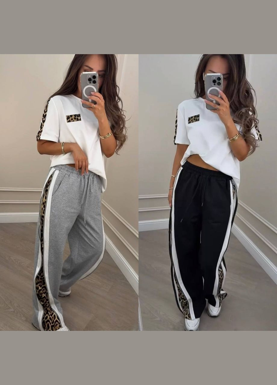 Костюм двунитка+штапель штани з лампасами та футболка No Brand (333191283)