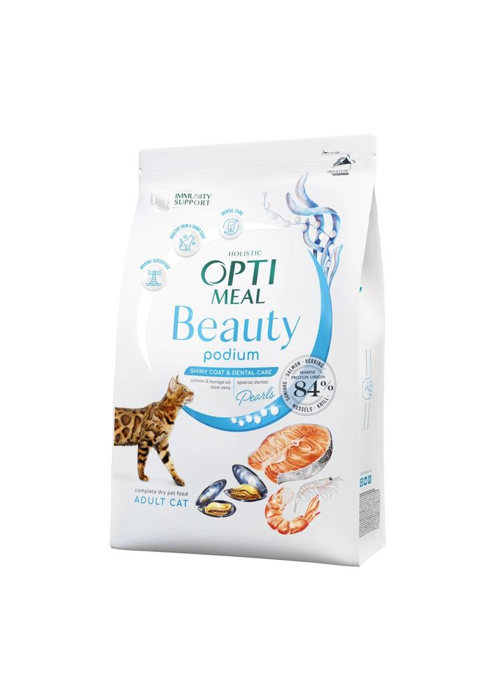 Beauty Podium Shiny Coat & Dental Care Сухий корм з морепродуктами для котів, 4 кг Optimeal (278308890)
