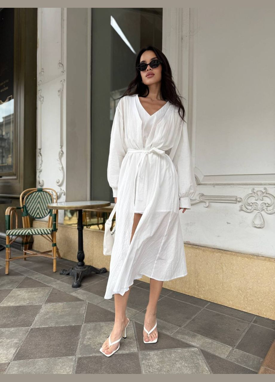 Жіночий літній костюм 2-ка сукня та подовжена накидка No Brand Б1466-113/2 (347176009)