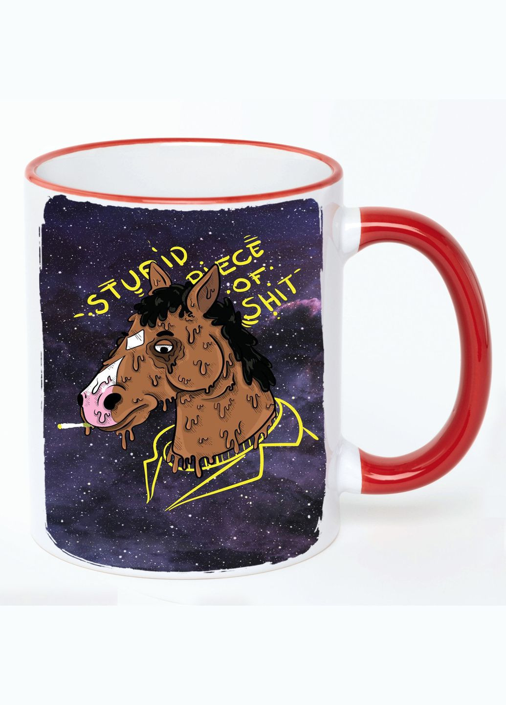 Чашка Кінь БоДжек Мультик #001 (кухоль, кухоль) Білий з Червоною ручкою 330 мл No Brand (322713887)