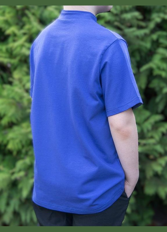 Синя футболка вишиванка на хлопчика з м'якої трикотажної тканини візерунок орнамент бавовна (316324359)