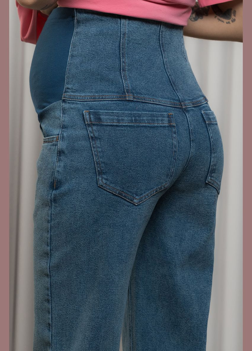 Стильні сині джинси для вагітних прямі з високою спинкою трикотажний живіт Юла мама - (279525501)