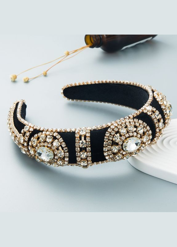 Роскошный обруч для волос бархатный усыпанный белыми прозрачными камнями в золотистом обрамлении. Hand Made (330619145)