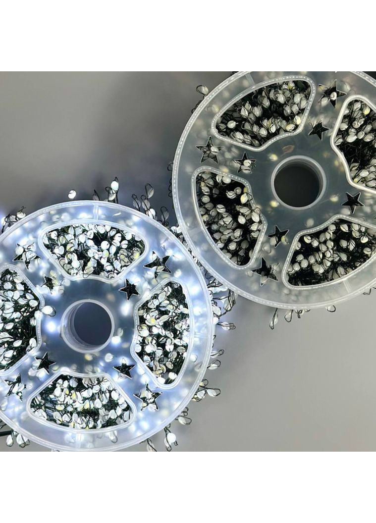 Світлодіодна гірлянда для ялинки/декоративна/вулична мішура Роса 30 метрів 900 LED 8 режимів з пультом ДУ біле світло VTech (366089578)