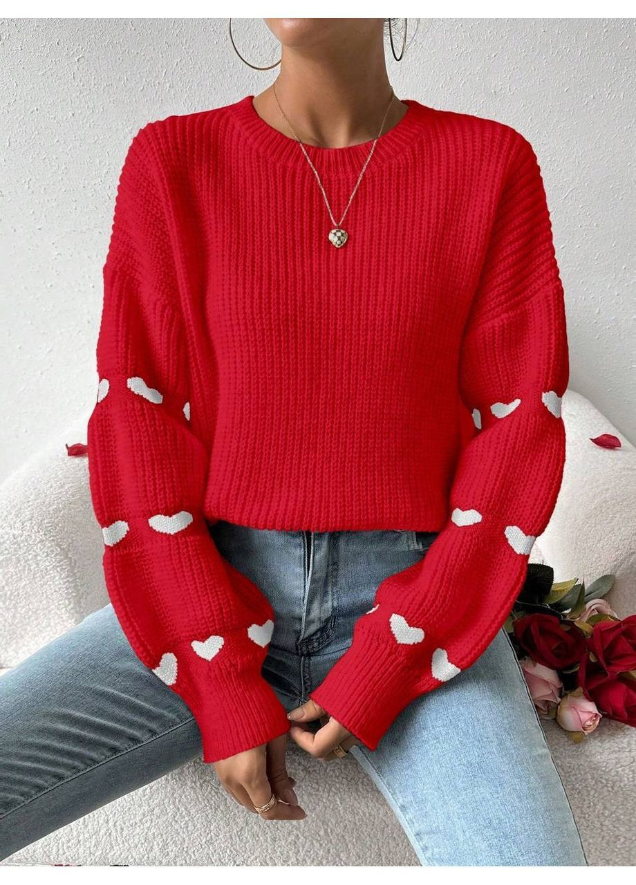 Красный демисезонный женский свитер джемпер No Brand