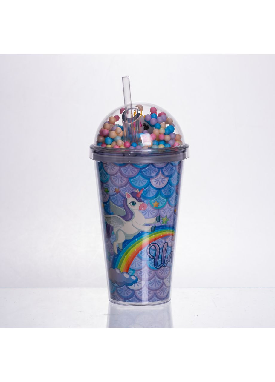 Пластиковый стакан с трубочкой 400 мл многоразовый для детей и взрослых для холодных напитков смузи Yiwu (370432220)