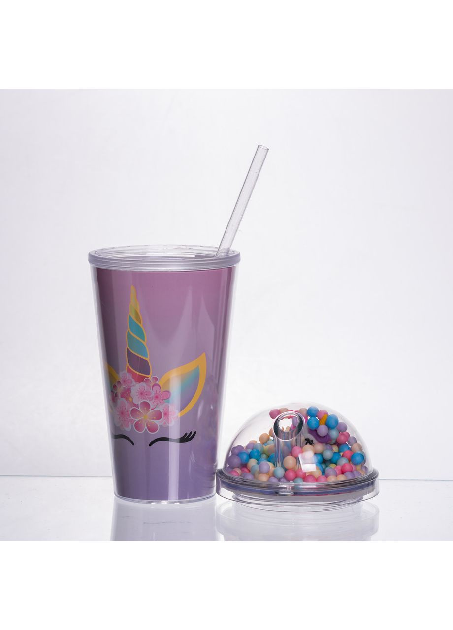 Пластиковый стакан с трубочкой и крышкой 400 (мл) многоразовый пластиковый стакан HP-18-2V Yiwu (370269257)