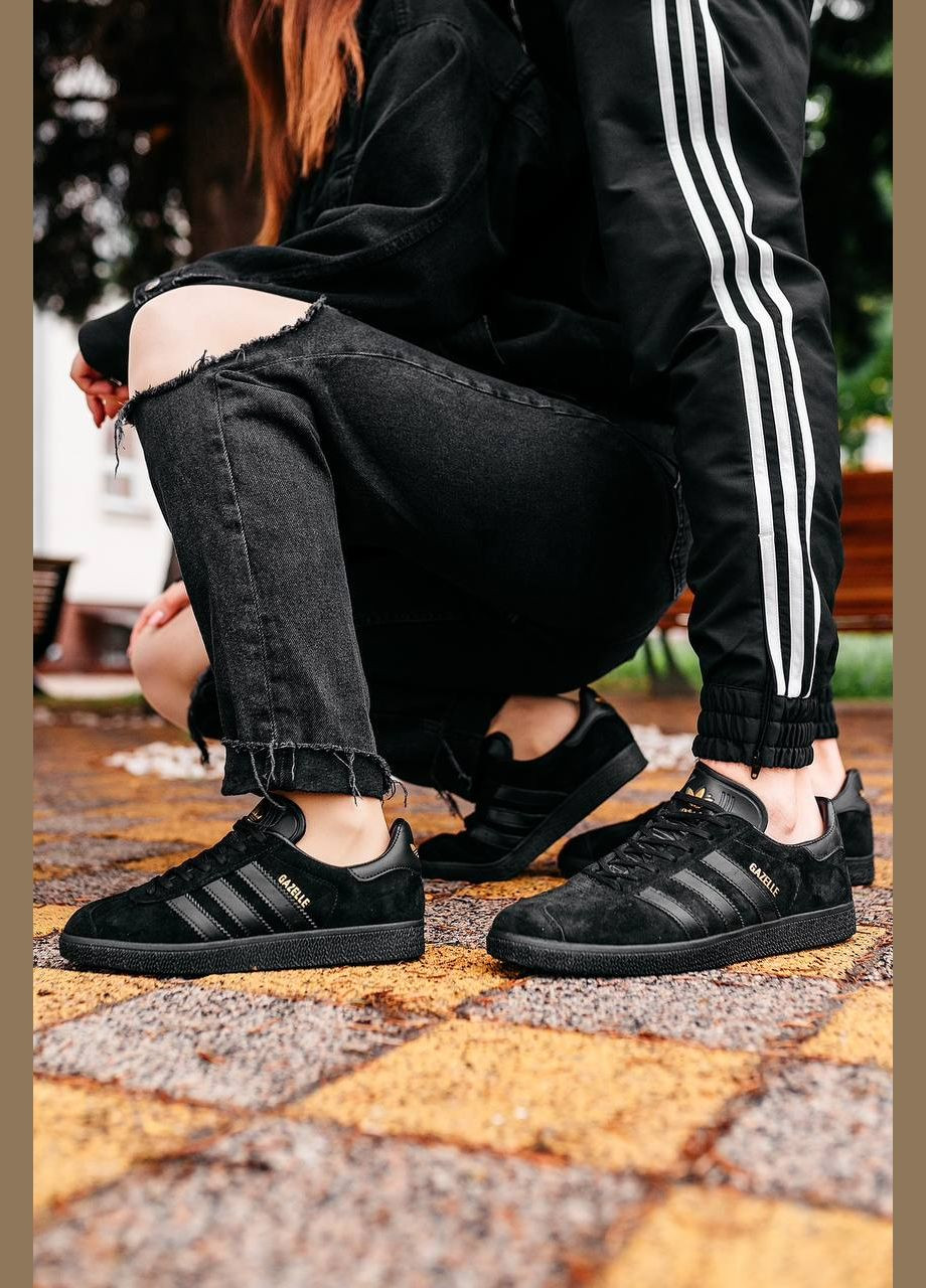 Черные демисезонные кроссовки мужские adidas Gazelle Black