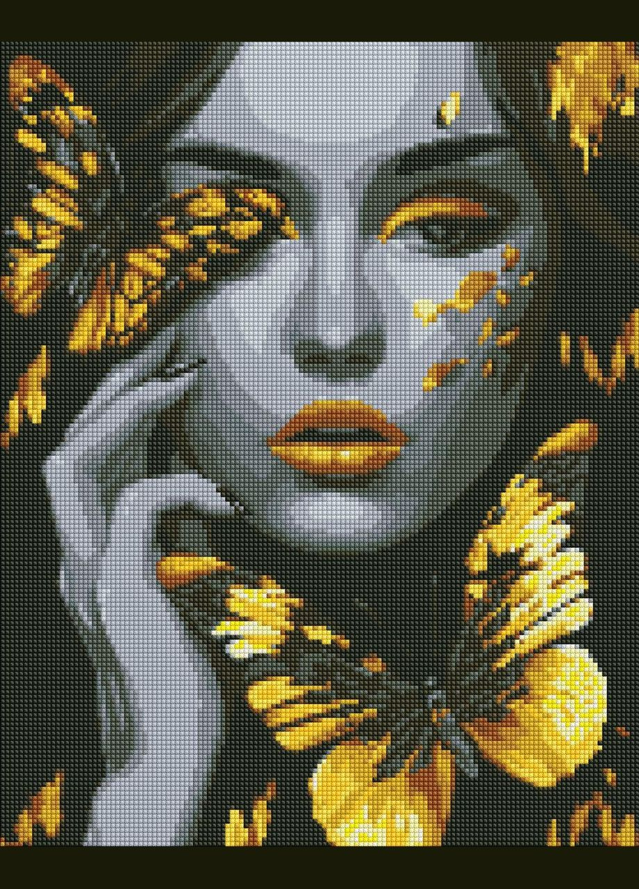 Алмазная мозаика Девушка с золотыми бабочками Идейка 40 х 50 AMO7723 IDEYKA (354828227)