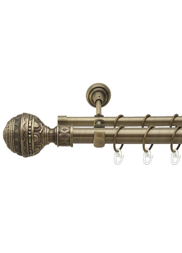Карниз Арабеска металлический двухрядный открытый гладкая труба Антик 25\16 мм 240 см (4290686) ORVIT (300846958)