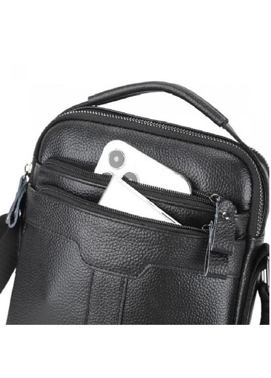 Мужская кожаная сумка-мессенджер через плечо A25-3278A Черная Tiding Bag (336551955)