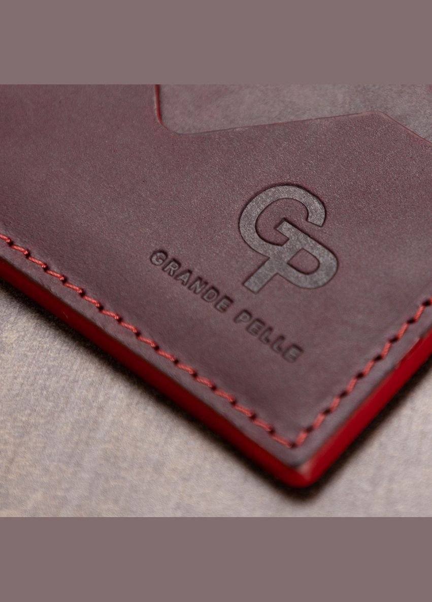 Шкіряний жіночий картхолдер 11527 Бордовий Grande Pelle (329147216)