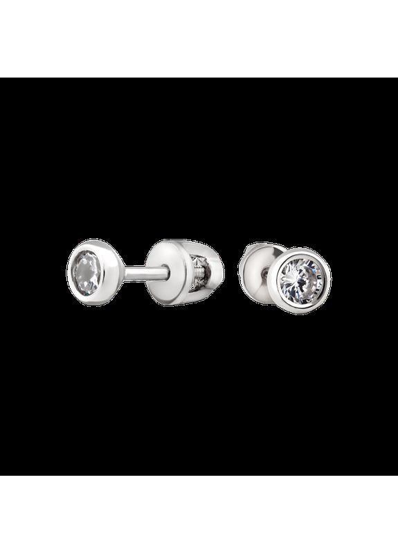 Серебряные серьги с фианитами. Каштан (342334977)