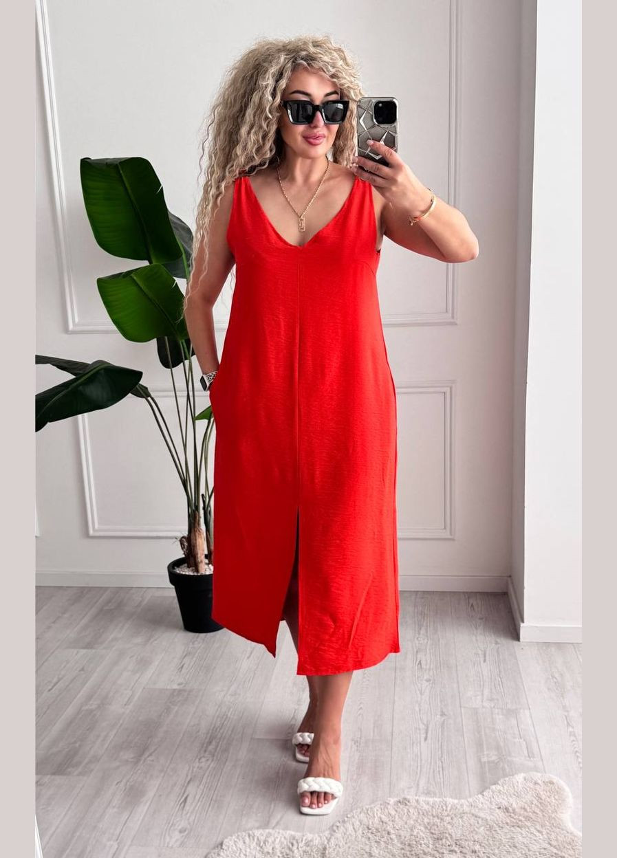 Помаранчева повсякденний, кежуал жіноча сукня Style Point однотонна