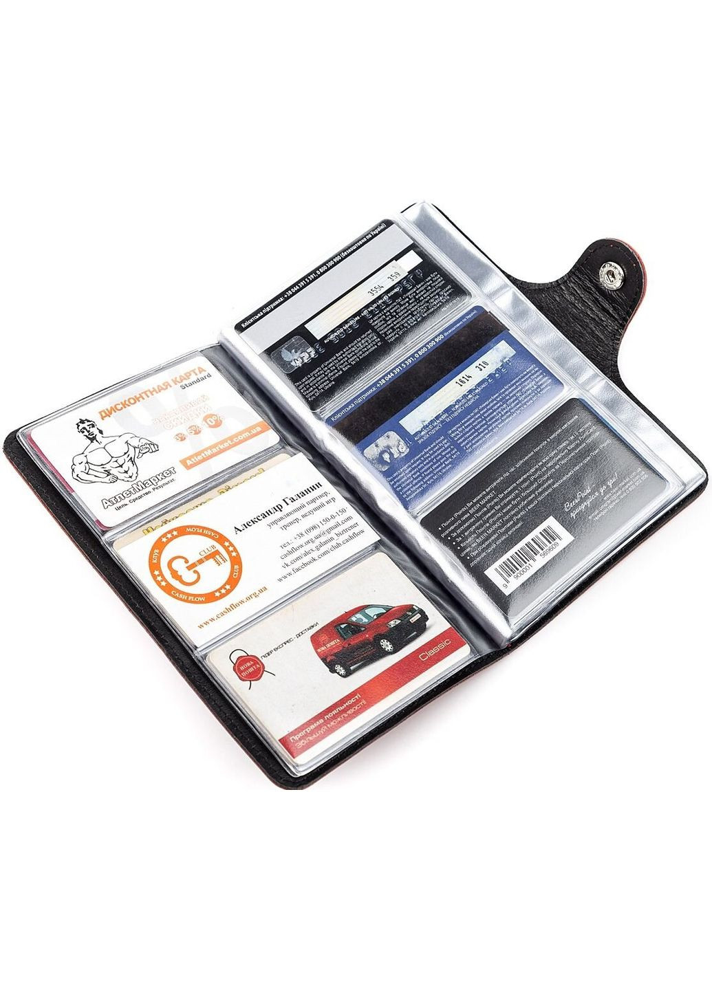 Візитниця велика унісекс для візиток та кредитних карт з натуральної шкіри червона (sku_13907) No Brand (330012789)