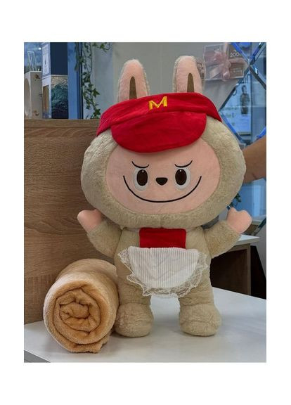 Детская игрушка Лабубу + Подушка + Плед 110х160 см. 3 в 1 Мягкая плюшевая Ла бубу 50*33 см. La bubu Vital-Textile (367186708)