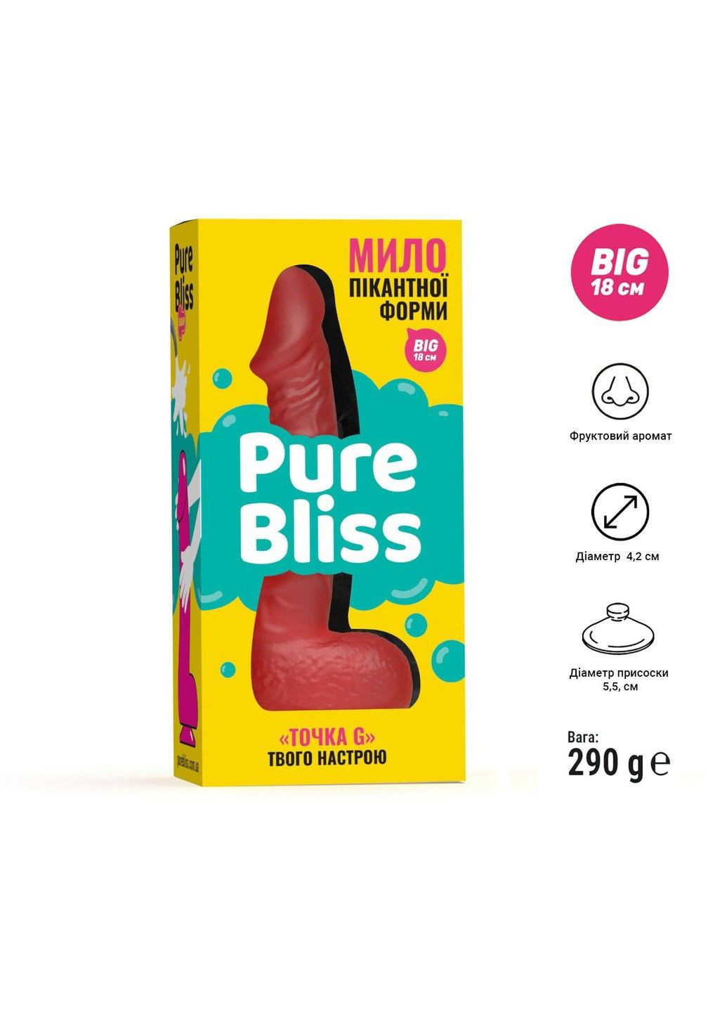 Мыло-член с присоской красное BIG Pure Bliss (317256703)