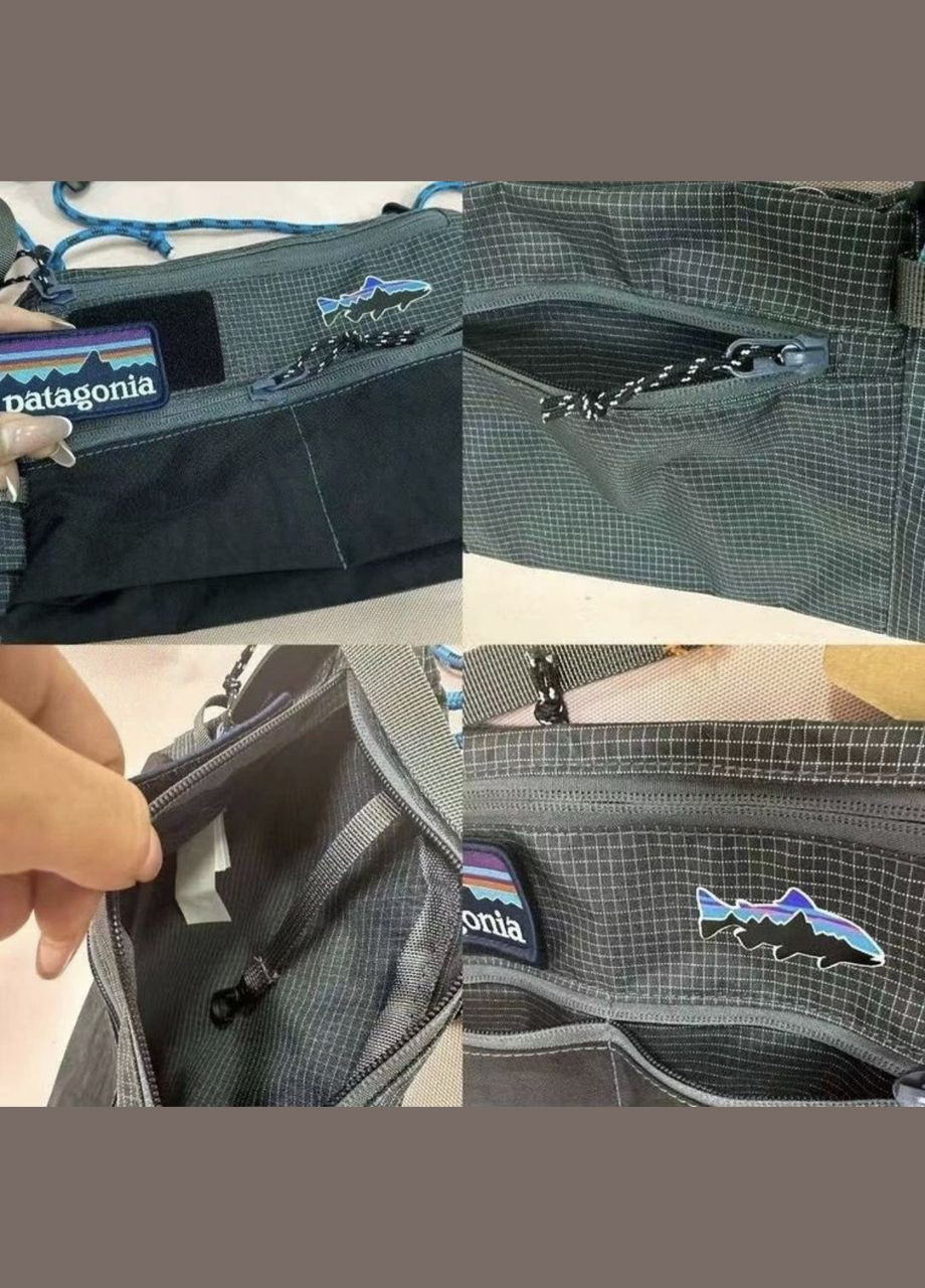 Мужская cумка через плечо Patagonia ( Патагония широкая ) с шевроном Черный No Brand (305849030)