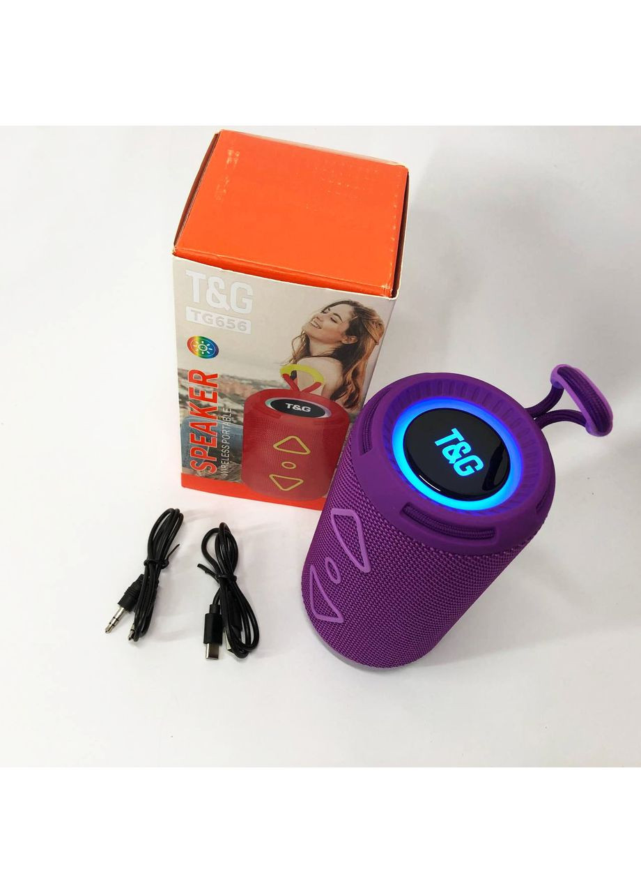 Bluetooth колонка портативная TG656 FM-радио, мощная переносная акустическая колонка. Цвет: лиловый T&G (365731637)
