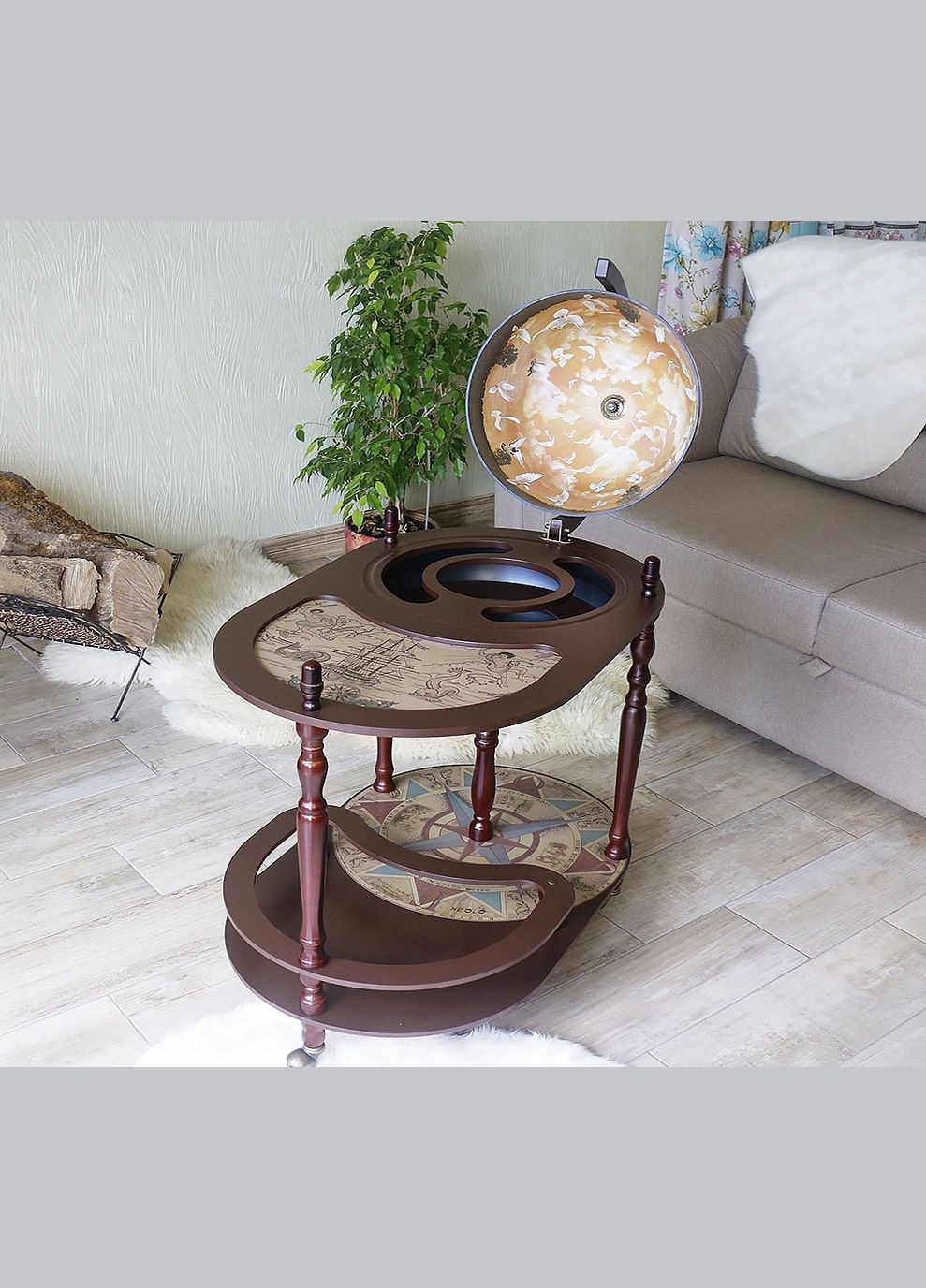 Глобус бар со столиком Зодиак кремовый сфера 42 см (42004N) Гранд Презент (282738051)