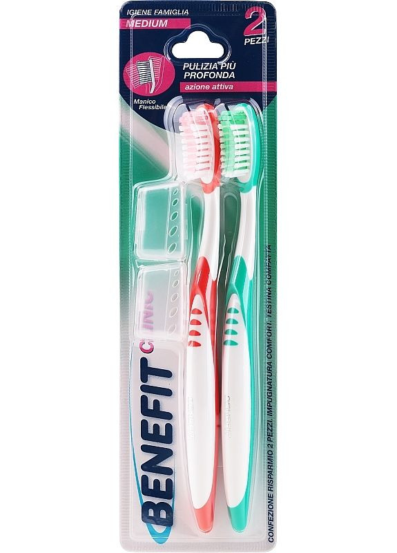 Набір зубних щіток, червона/зелена - Mil Benefit 2шт (2-943415) MilMil (369797711)