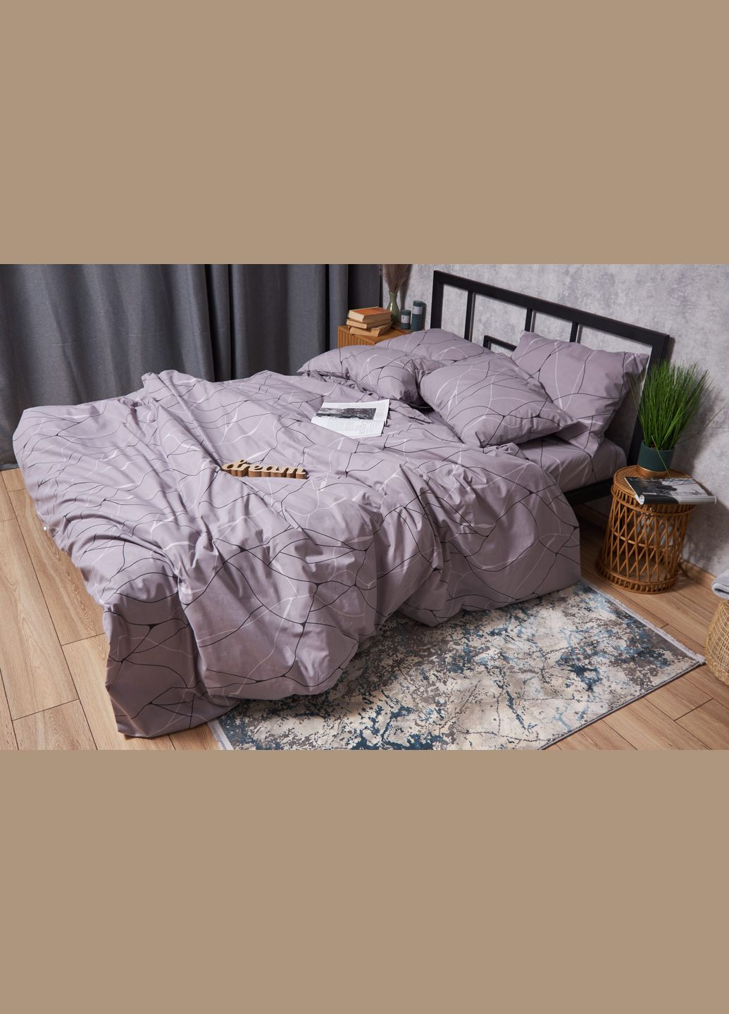 Комплект постельного белья Бязь Gold Люкс полуторный 143х210 наволочки 2х70х70 (MS-820002770) Moon&Star Graphite (288536019)