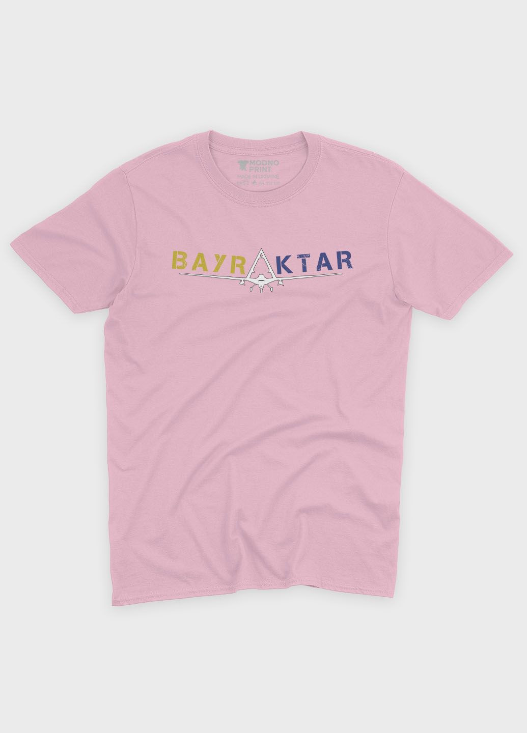 Рожева демісезонна футболка для дівчинки з патріотичним принтом байрактар блідо-рожевий (ts001-4-lpinkj-005-1-106-g) Modno