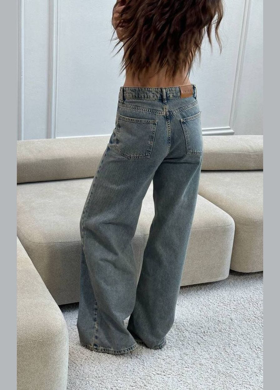 Джинси Wide leg широкі вінтажно-сині Twice - (302390892)