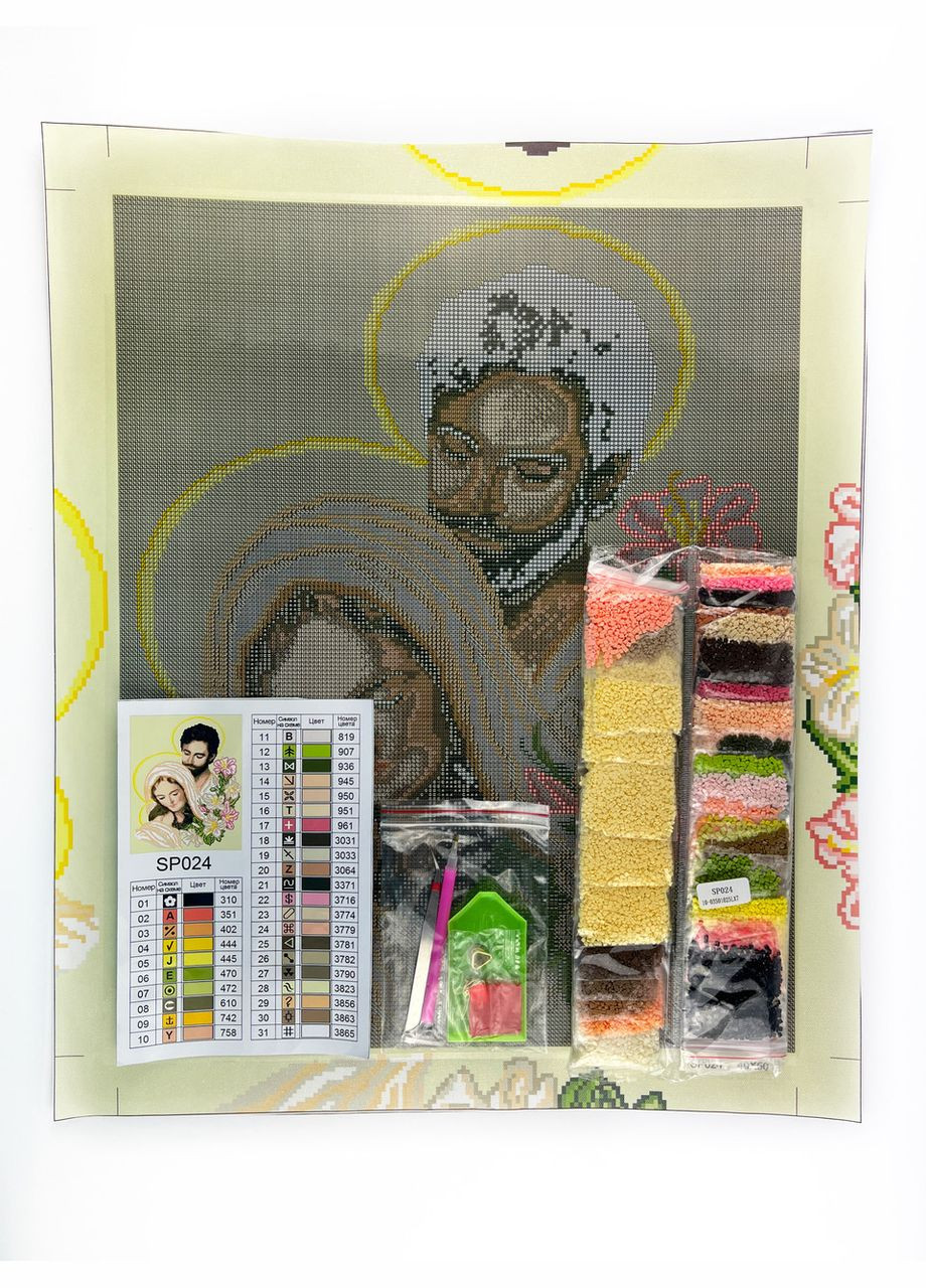 Набір алмазної мозаїки 40х50 Ікона Свята сім'я в ліліях SP024 ColorArt (299772528)