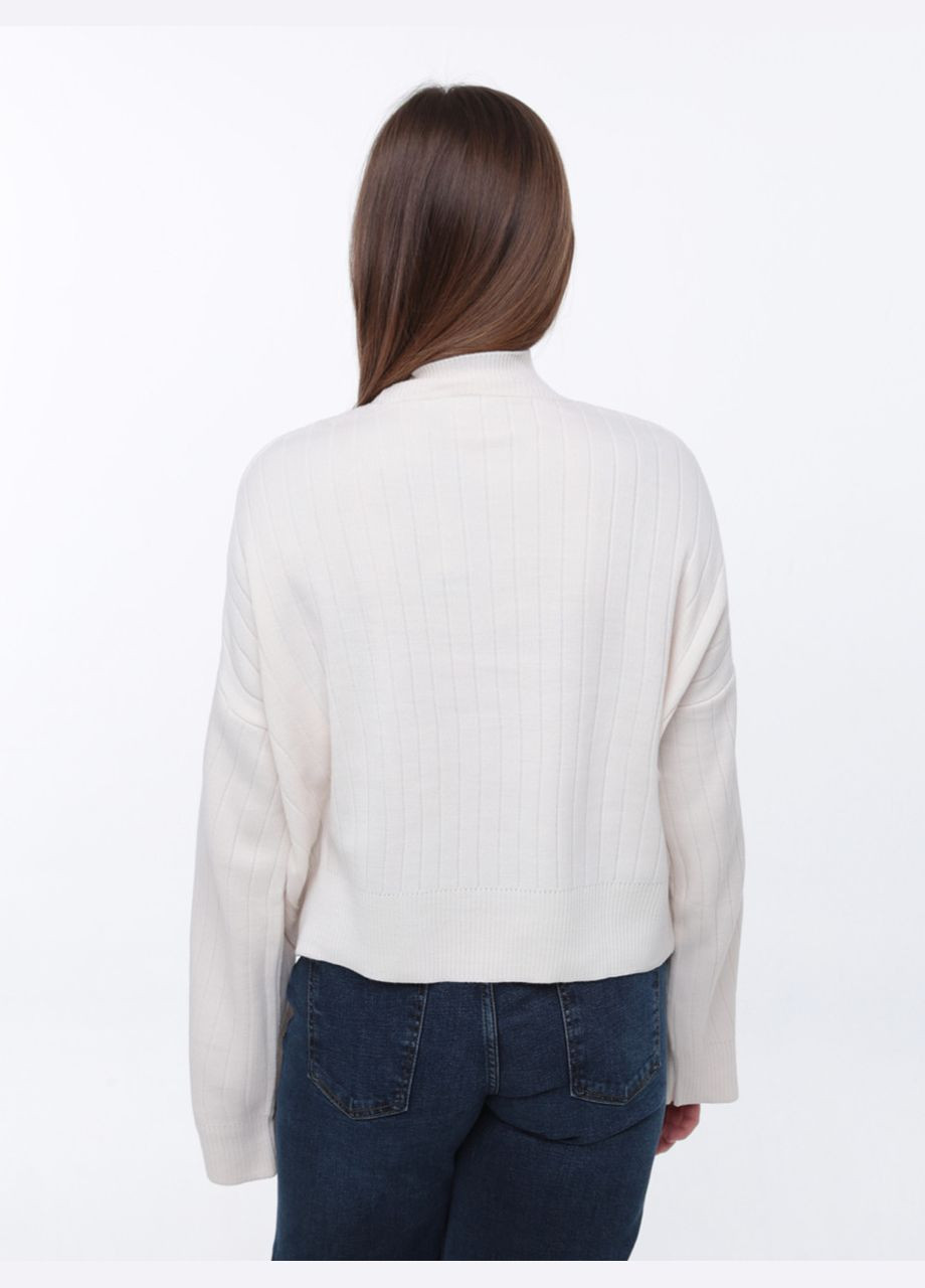 Молочный демисезонный свитер женский молочный свободный укороченный джемпер Karon Вільна