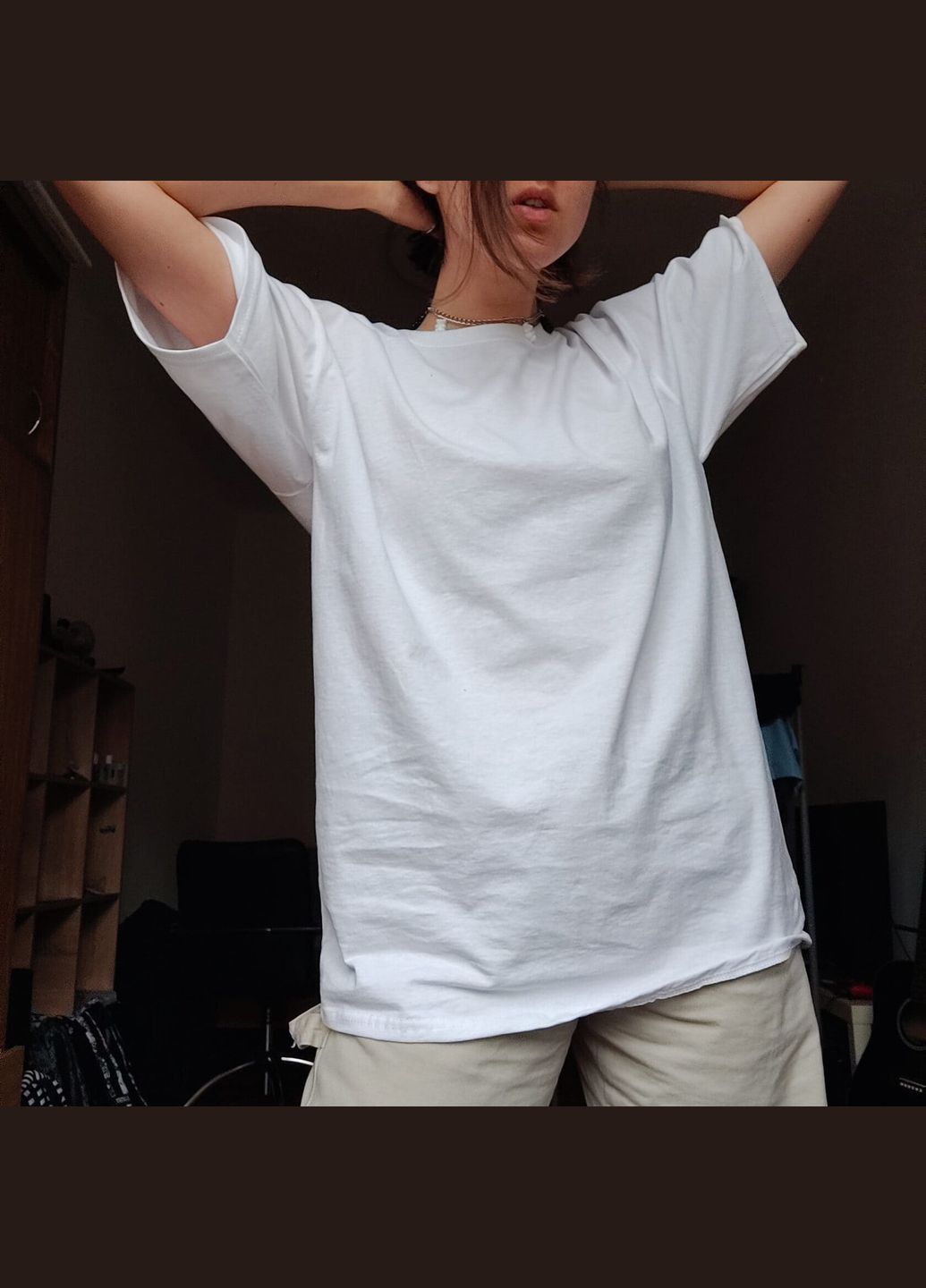 Футболка 100% хлопок белая оверсайз базовая унисекс из хлопка широкая майка с рукавами женская мужская коттон No Brand - (303137309)