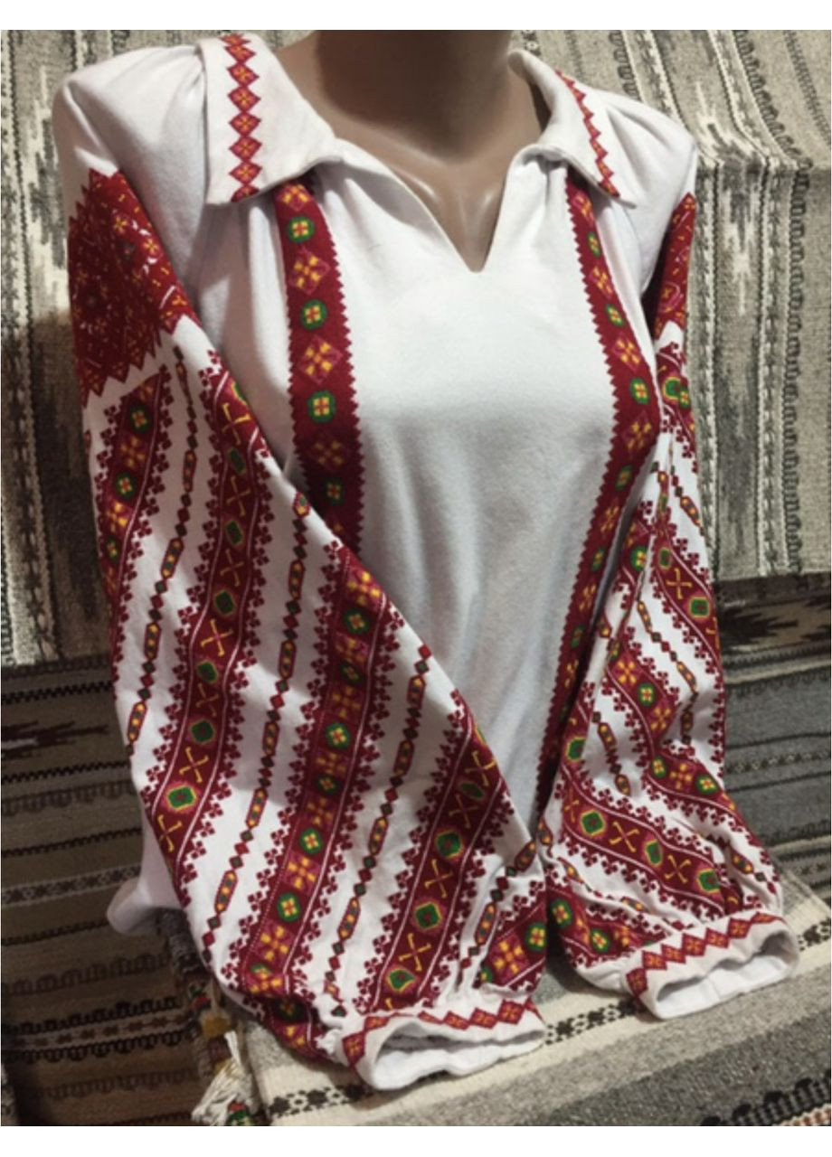 Белая стильная гуцульская вышиванка на белом домотканом полотне ручной работы ж-1002. s (371907785)