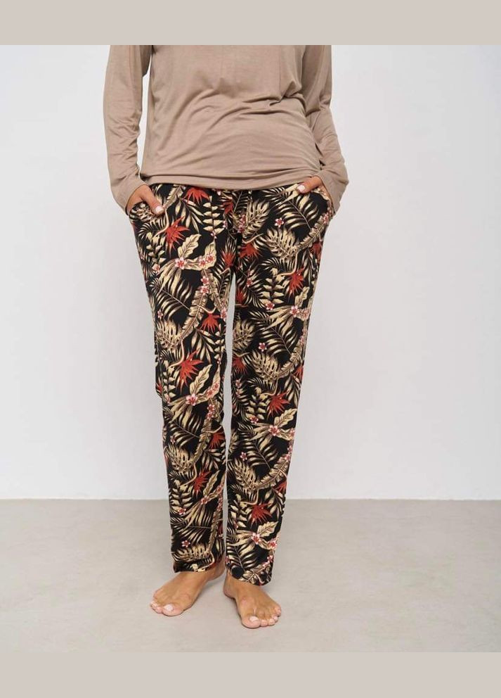 Темно-бежева всесезон віскозний комплект сорочка + брюки Nicoletta