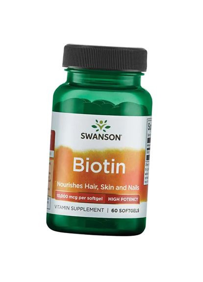 Биотин высокоактивный, Biotin High Potency 10000, 60гелкапс 36280113, (36280113) Swanson (293254967)
