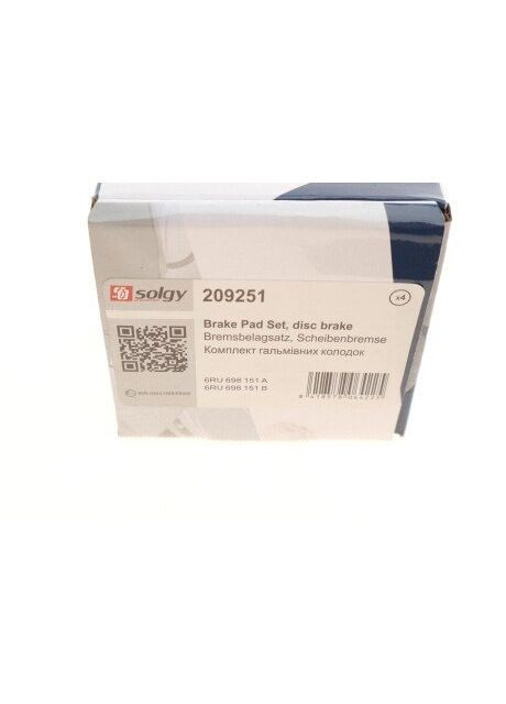 Колодки гальмівні (передні) Skoda Fabia II/III 07-/VW Polo 10 209251 UA63 No Brand (339656707)