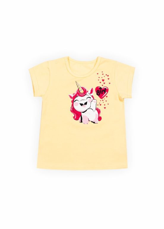 Желтая летняя детская футболка для девочки ft-24- 6 Габби