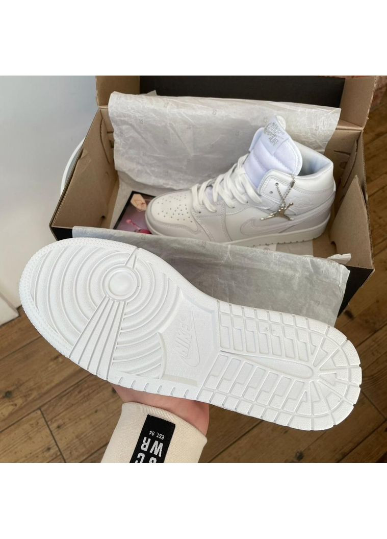 КРОСІВКИ ЖІНОЧІ NIKE AIR JORDAN 1 RETRO HIGH FULL WHITE V2 НАЙК АІР ДЖОРДАН No Brand білі демісезони (369392125)